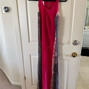 C&C California Red and Pink Halter Maxi Gown